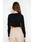 Pull en Cachemire & Soie mélangés col rond classique 2 fils noir
