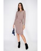 Robe en Cachemire & Soie col ras du cou avec ceinture taupe