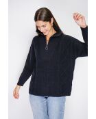 Pull poncho en Cachemire mélangé col montant fantaisie noir