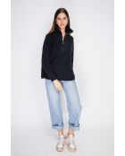 Pull poncho en Cachemire mélangé col montant fantaisie noir