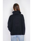 Pull poncho en Cachemire mélangé col montant fantaisie noir