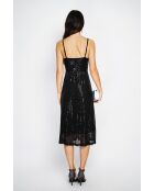 Robe longue cache-cœur à paillettes noire