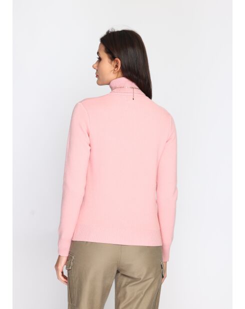 Pull en Cachemire mélangé col roulé fourré thermique rose