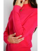 Pull en Cachemire mélangé col montant fushia