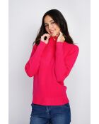 Pull en Cachemire mélangé col montant fushia