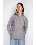 Pull poncho en Cachemire mélangé col montant fantaisie flanelle
