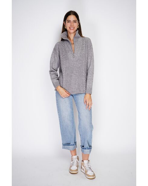 Pull poncho en Cachemire mélangé col montant fantaisie flanelle