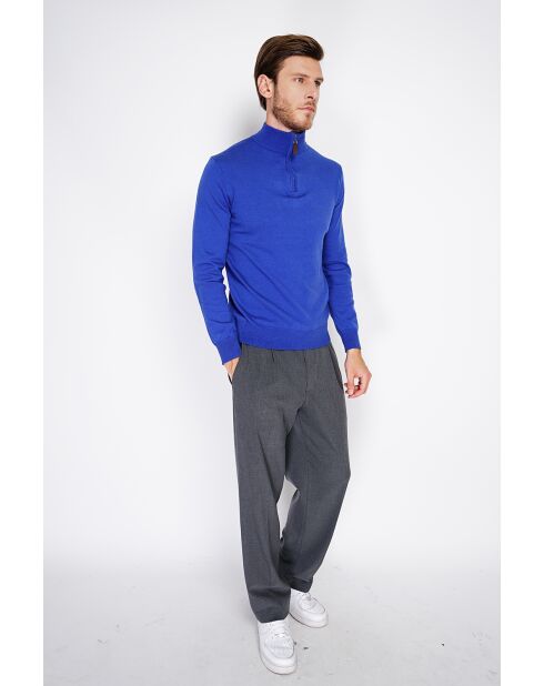 Pull en Cachemire & Soie mélangés col camionneur 2 fils royal
