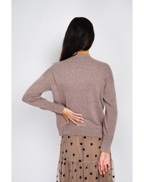 Pull en Cachemire & Soie mélangés col roulé taupe