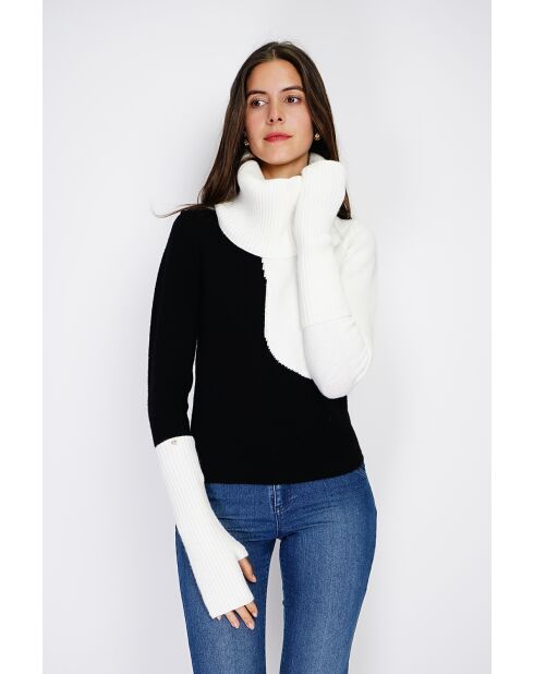 Tour de cou en Cachemire mélangé à côtes ajusté 12 fils naturel