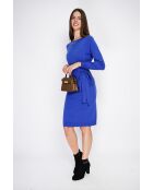 Robe en Cachemire & Soie col ras du cou avec ceinture royal