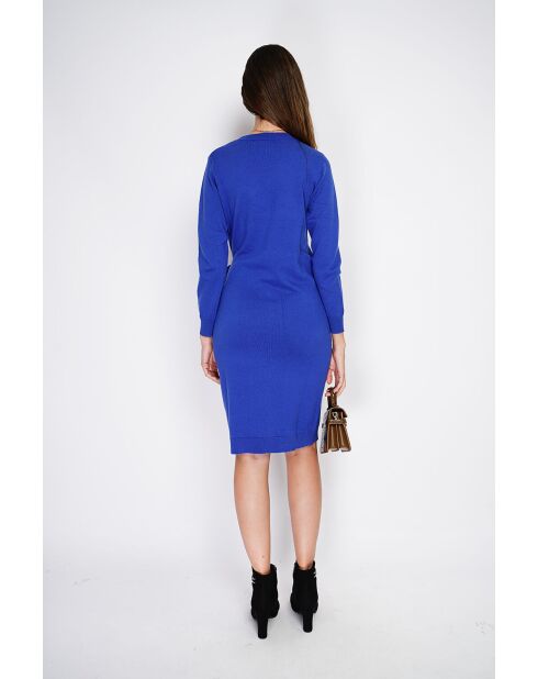 Robe en Cachemire & Soie col ras du cou avec ceinture royal