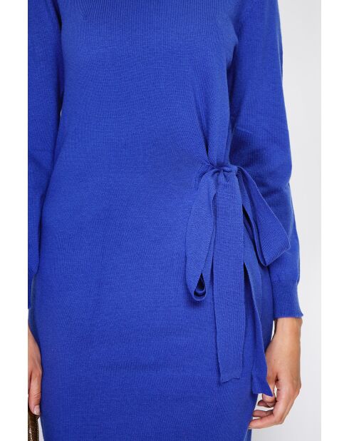 Robe en Cachemire & Soie col ras du cou avec ceinture royal