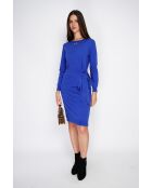 Robe en Cachemire & Soie col ras du cou avec ceinture royal