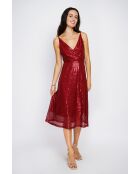 Robe longue cache-cœur à paillettes bordeaux