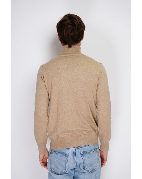 Pull en Cachemire & Soie mélangés col roulé 2 fils camel