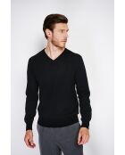 Pull en Cachemire & Soie col V 2 fils noir