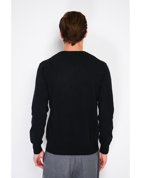 Pull en Cachemire & Soie col V 2 fils noir