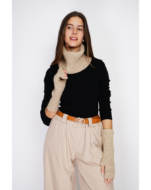 Tour de cou en Cachemire mélangé à côtes ajusté 12 fils désert