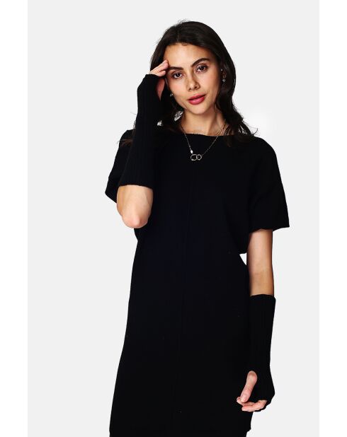 Girocollo nero in misto cashmere a 4 strati