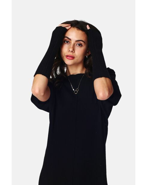 Girocollo nero in misto cashmere a 4 strati