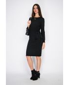 Robe en Cachemire & Soie col ras du cou avec ceinture noire