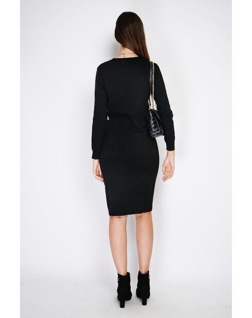 Robe en Cachemire & Soie col ras du cou avec ceinture noire