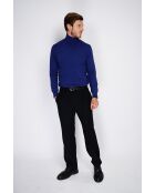 Pull en Cachemire & Soie mélangés col roulé 2 fils bleu nuit