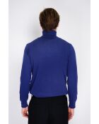 Pull en Cachemire & Soie mélangés col roulé 2 fils bleu nuit