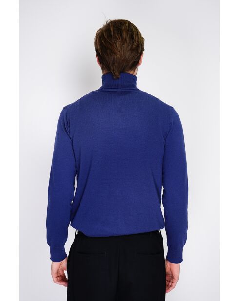 Pull en Cachemire & Soie mélangés col roulé 2 fils bleu nuit