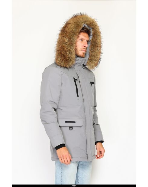 Doudoune imperméable isolation thermique -20 °C bleu gris