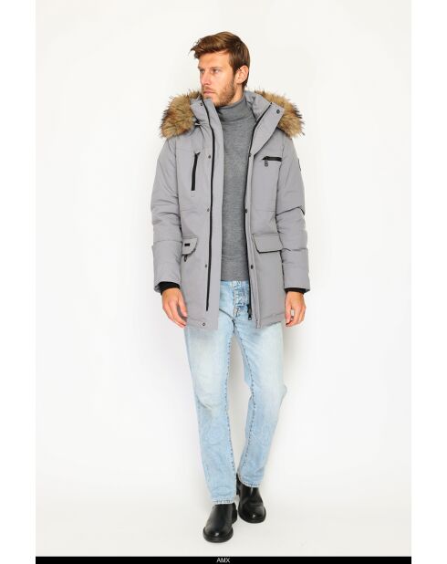 Doudoune imperméable isolation thermique -20 °C bleu gris