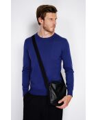 Pull en Cachemire & Soie mélangés col ras de cou 2 fils bleu nuit