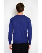 Pull en Cachemire & Soie mélangés col ras de cou 2 fils bleu nuit