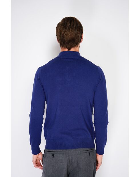 Pull en Cachemire & Soie mélangés col camionneur 2 fils bleu nuit