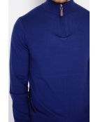 Pull en Cachemire & Soie mélangés col camionneur 2 fils bleu nuit
