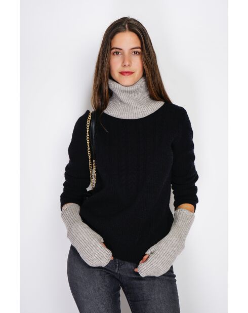 Tour de cou en Cachemire mélangé à côtes ajusté 12 fils givre