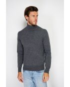Pull en Cachemire & Soie mélangés col roulé 2 fils loup