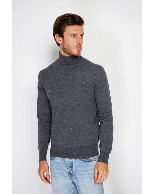 Pull en Cachemire & Soie mélangés col roulé 2 fils loup