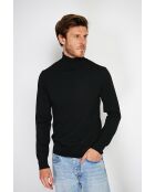 Pull en Cachemire & Soie mélangés col roulé 2 fils noir