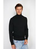 Pull en Cachemire & Soie mélangés col roulé 2 fils noir