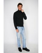Pull en Cachemire & Soie mélangés col roulé 2 fils noir