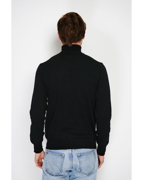 Pull en Cachemire & Soie mélangés col roulé 2 fils noir