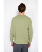 Pull en Cachemire & Soie col V 2 fils vert amande