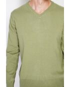 Pull en Cachemire & Soie col V 2 fils vert amande