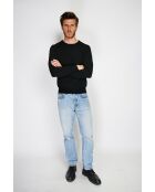 Pull en Cachemire & Soie mélangés col ras de cou 2 fils noir