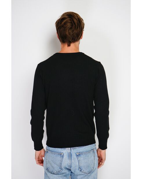Pull en Cachemire & Soie mélangés col ras de cou 2 fils noir