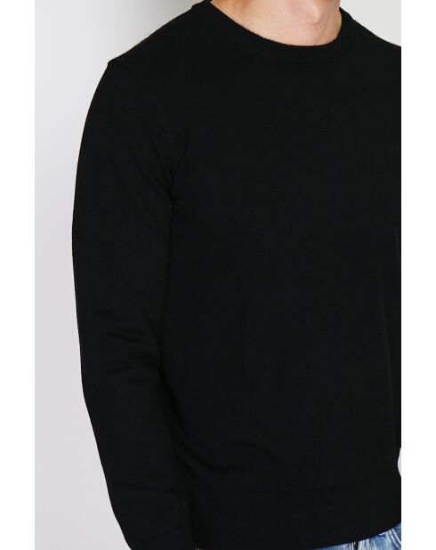 Pull en Cachemire & Soie mélangés col ras de cou 2 fils noir