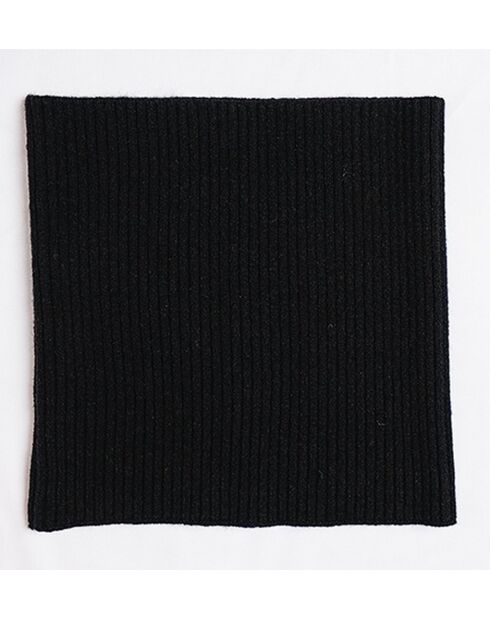 Tour de cou en Cachemire mélangé à côtes ajusté 12 fils noir