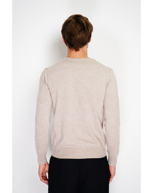 Pull en Cachemire & Soie mélangés col ras de cou 2 fils désert